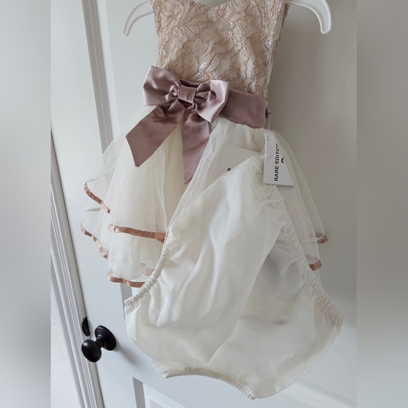 Rare Editions Cream and Taupe Formal Dress - Picture 2 of 3